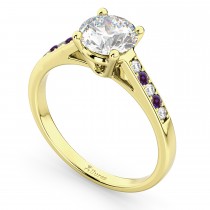 Cathedral Lab Alexandrite & Diamond Engagement Ring 14k Yellow Gold (0.20ct)