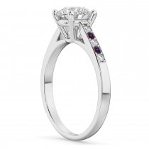 Cathedral Lab Alexandrite & Diamond Engagement Ring 18k White Gold (0.20ct)