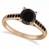 Cathedral Black Diamond Engagement Ring 14k Rose Gold (1.20ct)
