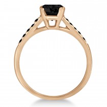 Cathedral Black Diamond Engagement Ring 14k Rose Gold (1.20ct)