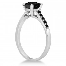 Cathedral Black Diamond Engagement Ring 14k White Gold (1.20ct)
