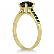 Cathedral Black Diamond Engagement Ring 14k Yellow Gold (1.20ct)