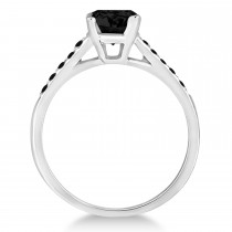 Cathedral Black Diamond Engagement Ring 18k White Gold (1.20ct)