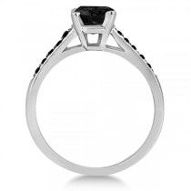 Cathedral Black Diamond Engagement Ring Platinum (1.20ct)