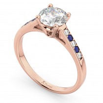 Cathedral Blue Sapphire & Diamond Engagement Ring 14k Rose Gold (0.20ct)