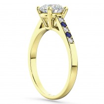 Cathedral Sapphire & Diamond Engagement Ring 14k Yellow Gold (0.20ct)