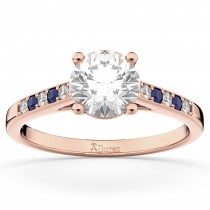 Cathedral Blue Sapphire & Diamond Engagement Ring 18k Rose Gold (0.20ct)