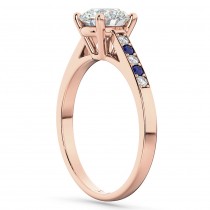 Cathedral Blue Sapphire & Diamond Engagement Ring 18k Rose Gold (0.20ct)
