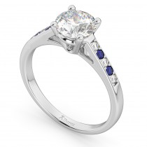 Cathedral Sapphire & Diamond Engagement Ring 18k White Gold (0.20ct)