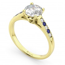 Cathedral Sapphire & Diamond Engagement Ring 18k Yellow Gold (0.20ct)