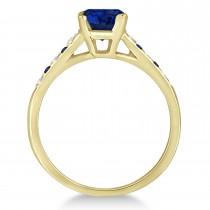 Cathedral Blue Sapphire & Diamond Engagement Ring 14k Yellow Gold (1.20ct)