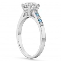 Cathedral Blue Topaz & Diamond Engagement Ring 14k White Gold (0.20ct)