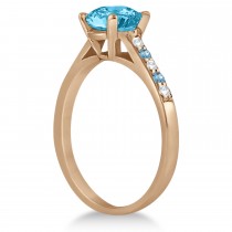 Cathedral Blue Topaz & Diamond Engagement Ring 18k Rose Gold (1.20ct)