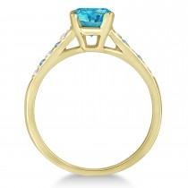 Cathedral Blue Topaz & Diamond Engagement Ring 18k Yellow Gold (1.20ct)