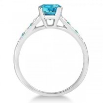 Cathedral Blue Topaz & Diamond Engagement Ring Palladium (1.20ct)