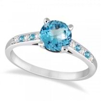 Cathedral Blue Topaz & Diamond Engagement Ring Platinum (1.20ct)