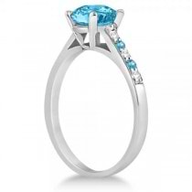 Cathedral Blue Topaz & Diamond Engagement Ring Platinum (1.20ct)