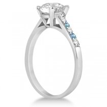 Cathedral Blue Topaz & Diamond Engagement Ring Palladium (0.20ct)