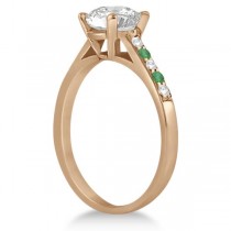 Cathedral Emerald & Diamond Engagement Ring 14k Rose Gold (0.20ct)