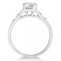 Cathedral Emerald & Diamond Engagement Ring 14k White Gold (0.20ct)