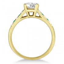 Cathedral Emerald & Diamond Engagement Ring 18k Yellow Gold (0.20ct)