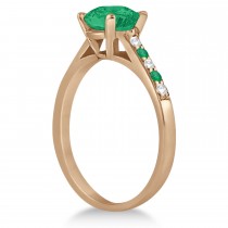 Cathedral Emerald & Diamond Engagement Ring 14k Rose Gold (1.20ct)