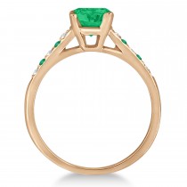 Cathedral Emerald & Diamond Engagement Ring 14k Rose Gold (1.20ct)