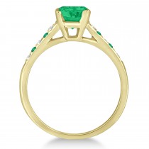 Cathedral Emerald & Diamond Engagement Ring 14k Yellow Gold (1.20ct)