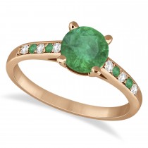 Cathedral Emerald & Diamond Engagement Ring 18k Rose Gold (1.20ct)