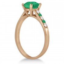 Cathedral Emerald & Diamond Engagement Ring 18k Rose Gold (1.20ct)