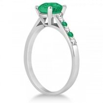Cathedral Emerald & Diamond Engagement Ring Palladium (1.20ct)
