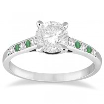 Cathedral Pave Emerald & Diamond Engagement Ring Platinum (0.20ct)