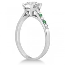 Cathedral Pave Emerald & Diamond Engagement Ring Platinum (0.20ct)
