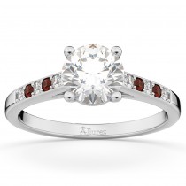 Cathedral Garnet & Diamond Engagement Ring 14k White Gold (0.20ct)
