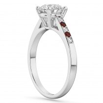 Cathedral Garnet & Diamond Engagement Ring 14k White Gold (0.20ct)