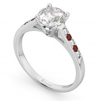 Cathedral Garnet & Diamond Engagement Ring 18k White Gold (0.20ct)