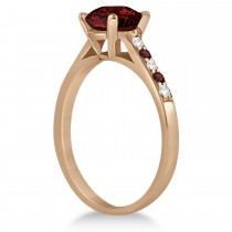 Cathedral Garnet & Diamond Engagement Ring 14k Rose Gold (1.20ct)