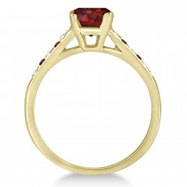 Cathedral Garnet & Diamond Engagement Ring 14k Yellow Gold (1.20ct)