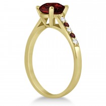 Cathedral Garnet & Diamond Engagement Ring 18k Yellow Gold (1.20ct)