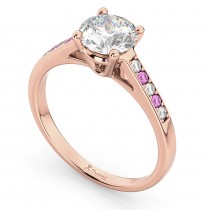 Cathedral Pink Sapphire & Diamond Engagement Ring 14k Rose Gold (0.20ct)