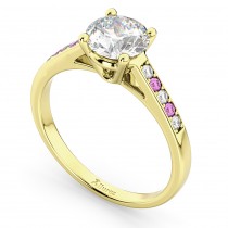 Cathedral Pink Sapphire & Diamond Engagement Ring 14k Yellow Gold (0.20ct)