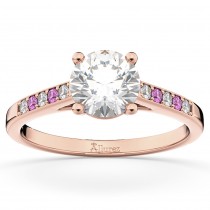 Cathedral Pink Sapphire & Diamond Engagement Ring 18k Rose Gold (0.20ct)