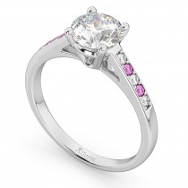 Cathedral Pink Sapphire & Diamond Engagement Ring 18k White Gold (0.20ct)