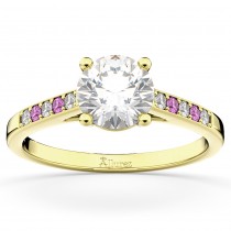 Cathedral Pink Sapphire & Diamond Engagement Ring 18k Yellow Gold (0.20ct)