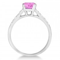 Cathedral Pink Sapphire & Diamond Engagement Ring 14k White Gold (1.20ct)