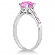 Cathedral Pink Sapphire & Diamond Engagement Ring 18k White Gold (1.20ct)