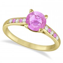 Cathedral Pink Sapphire & Diamond Engagement Ring 18k Yellow Gold (1.20ct)
