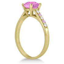 Cathedral Pink Sapphire & Diamond Engagement Ring 18k Yellow Gold (1.20ct)