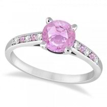 Cathedral Pink Sapphire & Diamond Engagement Ring Palladium (1.20ct)