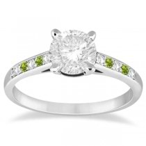 Cathedral Peridot & Diamond Engagement Ring 14k White Gold (0.20ct)